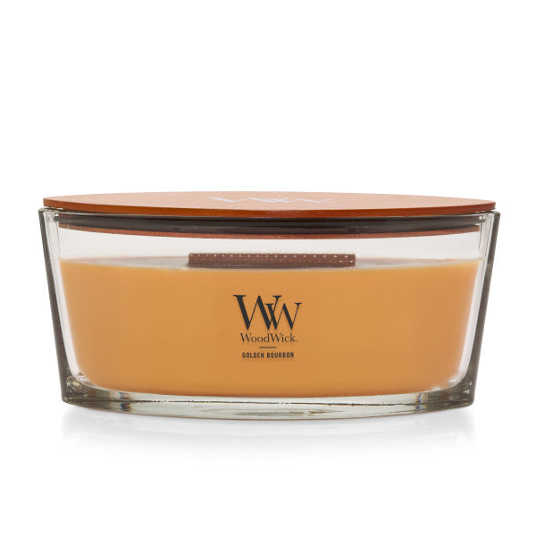 WoodWick Scented Ellipse Candle, Crackles as it Burns, Golden Bourbon, 16oz