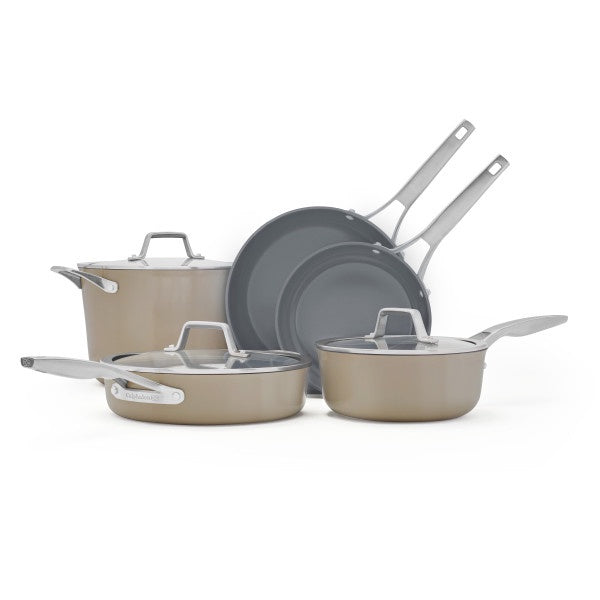 Calphalon Premier Ceramic Nonstick 8-Piece Cookware Set, Mushroom Grey, 1 CT