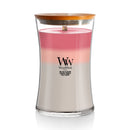 WoodWick Large Shoreline Trilogy Hourglass Scented Candle, Crackles as it Burns, Melon Blossom | Coastal Sunset | Palo Santo, 21oz