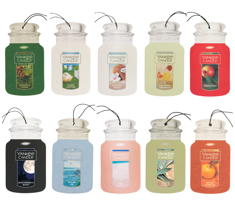 Yankee Candle Scented Journey Paper Car Jar, Balsam & Cedar , Clean Cotton ,Coconut Beach ,Iced Berry Lemonade ,Macintosh ,Midsummer Night ,Ocean Air ,Pink Sands ,Sage & Citrus & Spiced Pumpkin Variety Pack