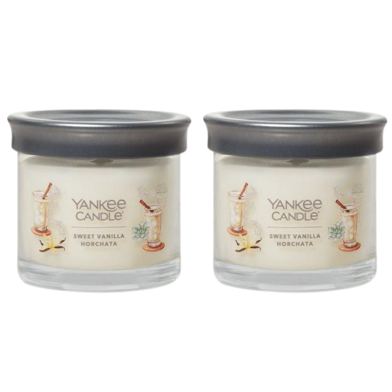 Yankee Candle Small Tumbler Scented Single Wick Jar Candle, Sweet Vanilla Horchata, Over 20 Hours of Burn Time, 4.3 Ounce (Pack of 2)