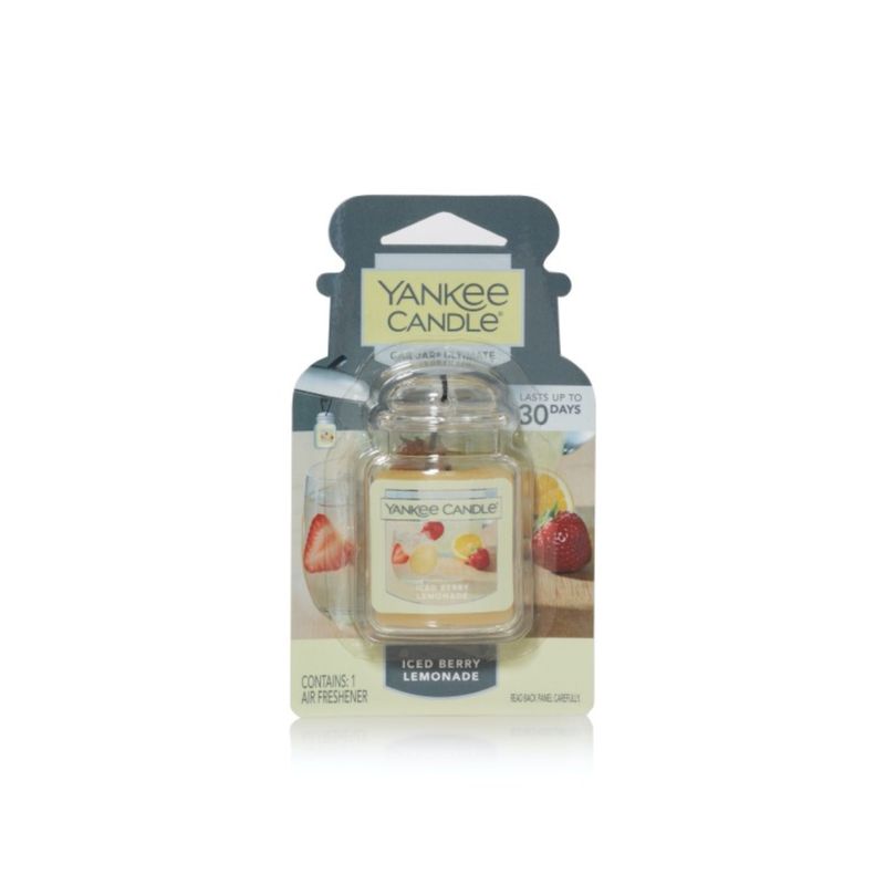 Yankee Candle Car Air Fresheners, Hanging Car Jar Ultimate, Neutralizes Odors Up To 30 Days, Iced Berry Lemonade, 0.96 OZ (Pack of 4)