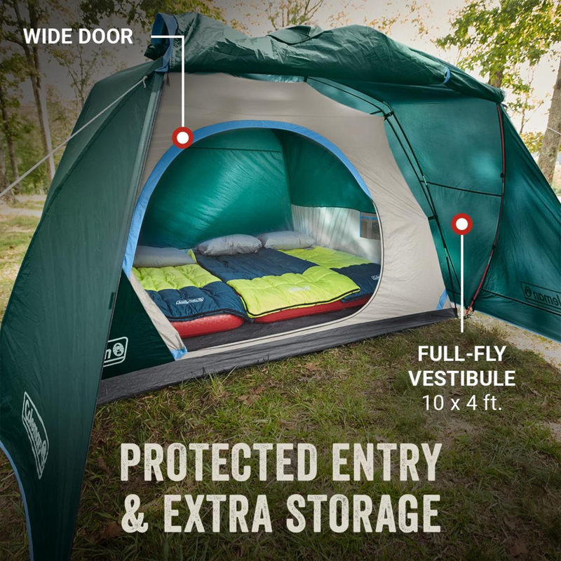 Coleman Skydome 6-Person Camping Tent with Full-Fly Vestibule, Evergreen