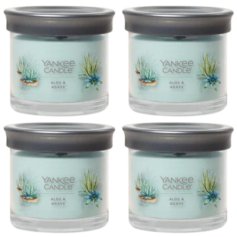 Yankee Candle Small Tumbler Scented Single Wick Jar Candle, Aloe & Agave, Over 20 Hours of Burn Time, 4.3 Ounce (Pack of 4)