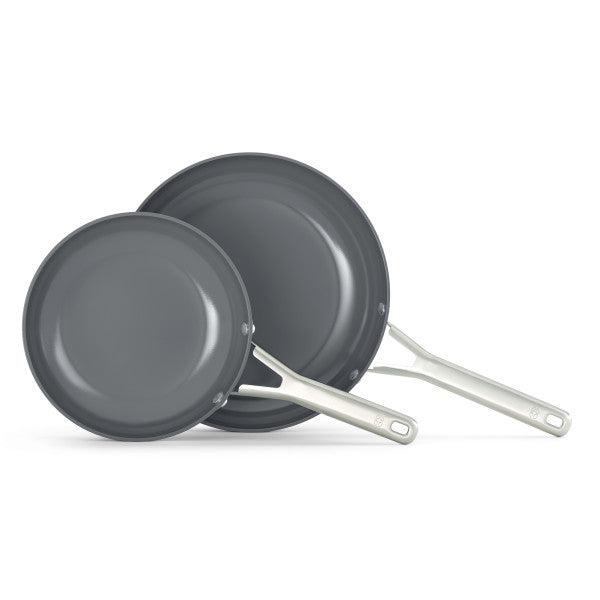 Calphalon Ceramic Nonstick 8" and 10" Frying Pan Set, Silver Ash