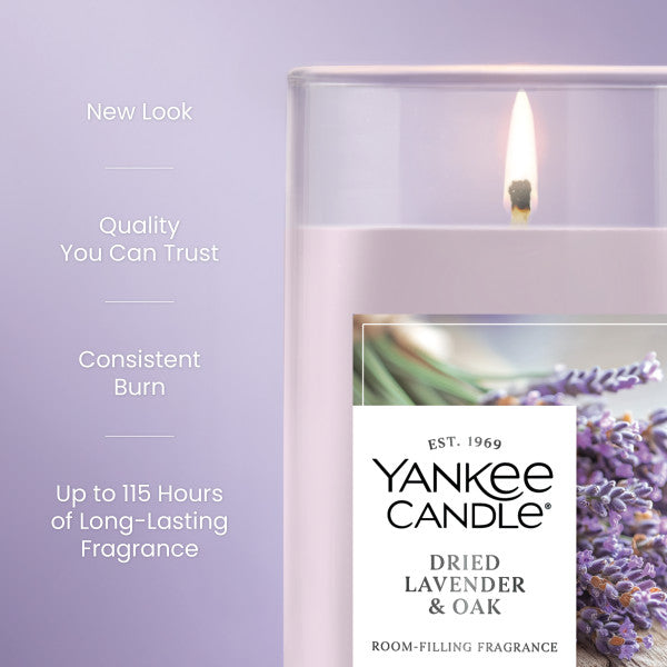 Yankee Candle Medium Pillar Scented Candle, Dried Lavender & Oak, 14.25 oz (2-Pack)