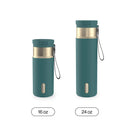 Contigo SnapSeal Vacuum-Insulated Stainless Steel Travel Mug, Mineral Teal Champagne, 16 Ounce (2 Pack)