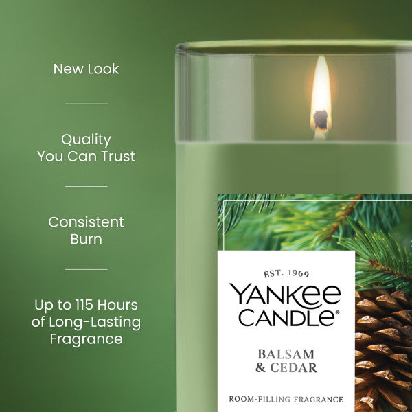 Yankee Candle Medium Pillar Scented Candle, Balsam & Cedar, 14.25 oz, 2-Pack