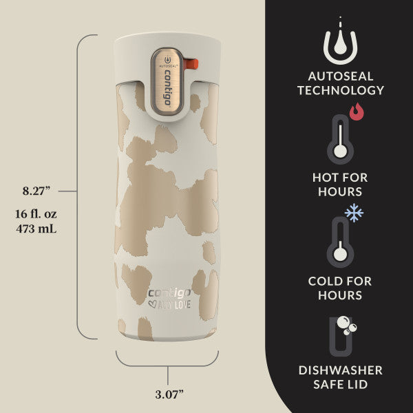 Contigo AUTOSEAL West Loop Vacuum-Insulated Stainless Steel Travel Mug, Easy-Clean Lid, Oatmilk, 16 OZ