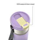 Contigo Kids DualSip Compact Leakproof Insulated Water Bottle with 2-Way Lid and Carry Strap, Lilac Pulse, 16 Ounce (2 Pack)