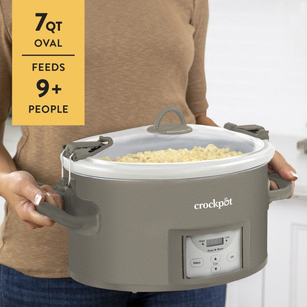 Crock-Pot Programmable 7-Quart Cook & Carry Slow Cooker, Grey, 1 CT