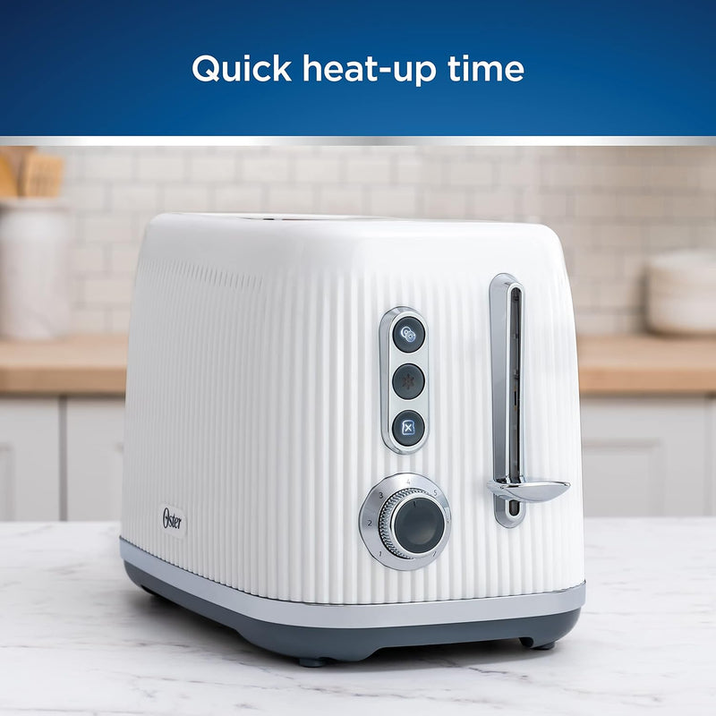 Oster Retro 2-Slice Toaster with Quick-Check Lever, Extra-Wide Slots, Impressions Collection, White, 1 CT