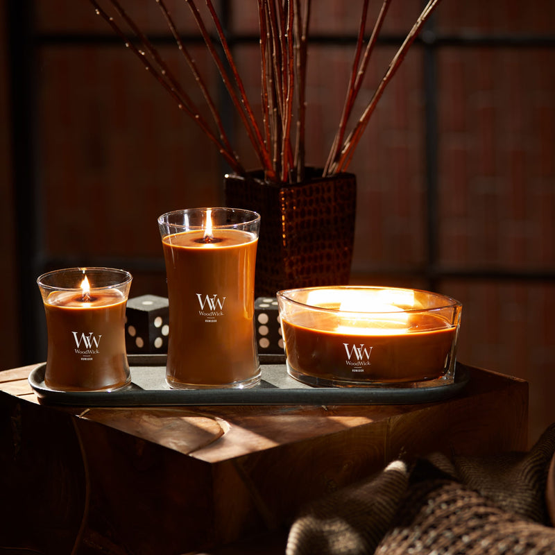 WoodWick Medium Hourglass Scented Candle, Crackles as it Burns, Humidor, 9.7oz