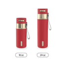 Contigo Autoseal Stainless Steel Leakproof Water Bottle with Carry Strap, Goji Berry Champagne, 24 Ounce