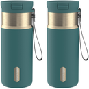 Contigo SnapSeal Vacuum-Insulated Stainless Steel Travel Mug, Mineral Teal Champagne, 16 Ounce (2 Pack)