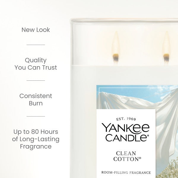 Yankee Candle Large Tumbler Scented Candle, Clean Cotton, 20 oz