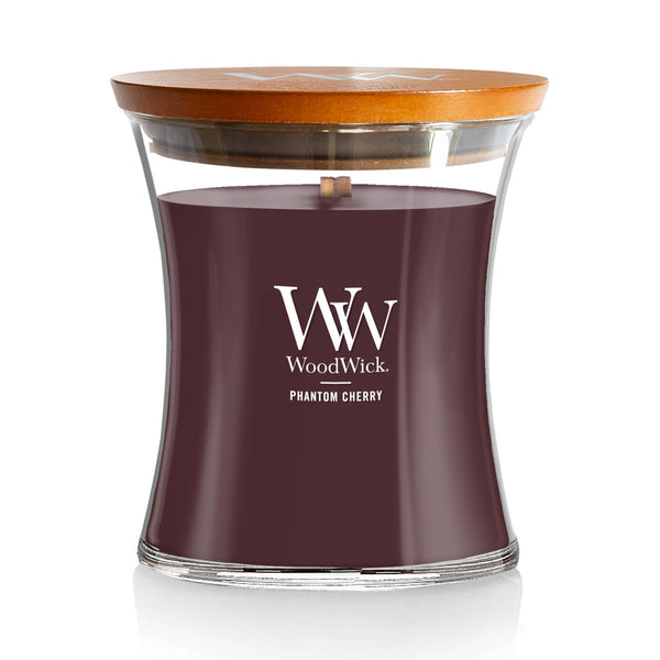 WoodWick Medium Hourglass Scented Candle, Crackles as it Burns, Phantom Cherry, 9.7oz