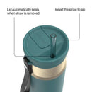 Contigo Snapseal Stainless Steel Leakproof Water Bottle with Carry Strap and Straw, Mineral Teal Champagne, 24 Ounce