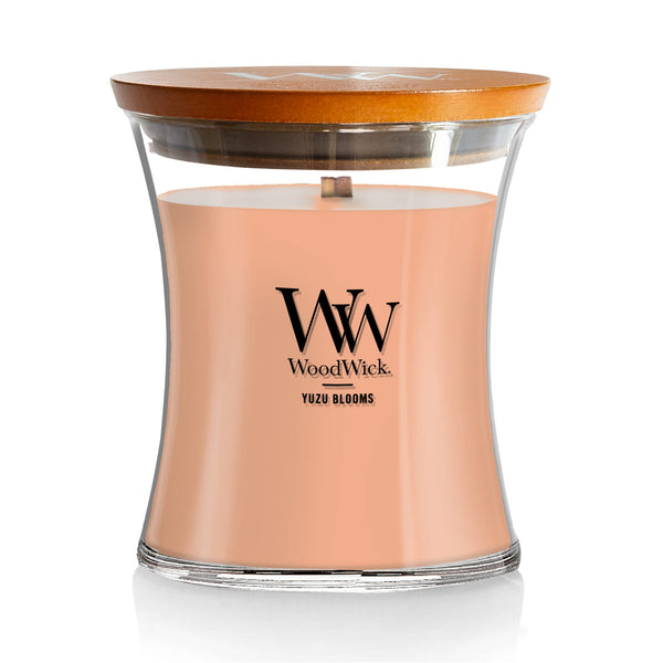 WoodWick Medium Hourglass Scented Candle, Crackles as it Burns, Yuzu Blooms, 9.7oz