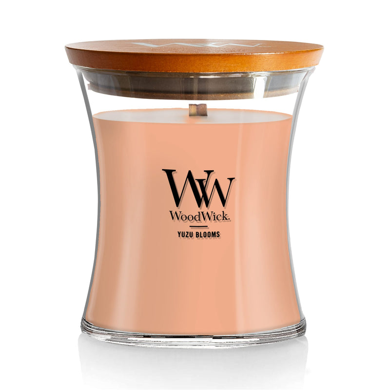 WoodWick Medium Hourglass Scented Candle, Crackles as it Burns, Yuzu Blooms, 9.7oz