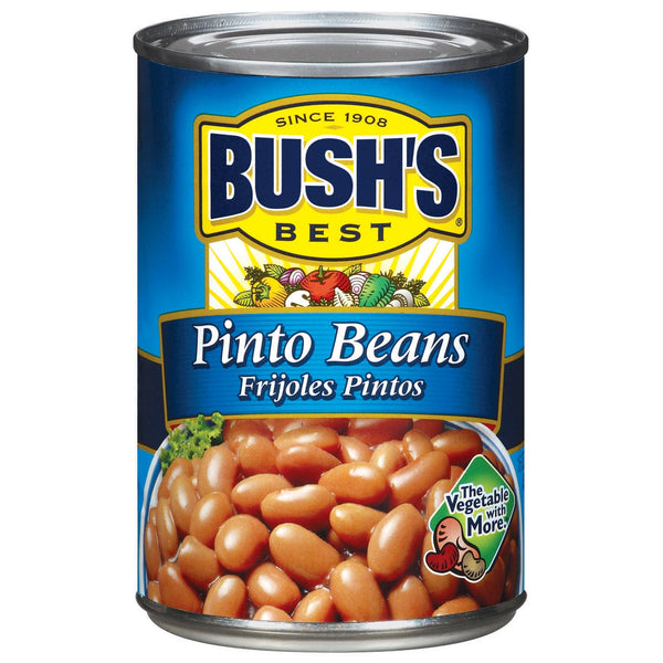 BUSH'S BEST Pinto Beans, Good Source of Plant Based Protein and Fiber, Low Fat, Gluten Free, For Soups, Salads and More, 16 Ounce Can