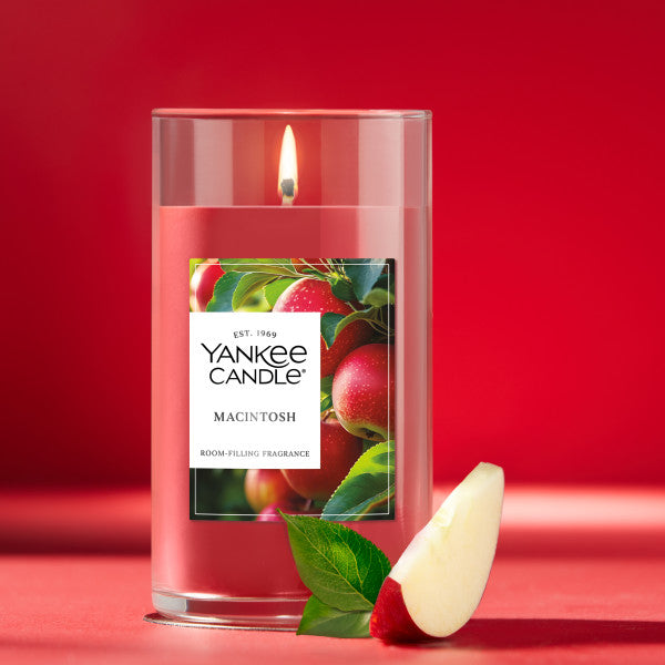 Yankee Candle Medium Pillar Scented Candle, Macintosh, 14.25 oz, 2-Pack