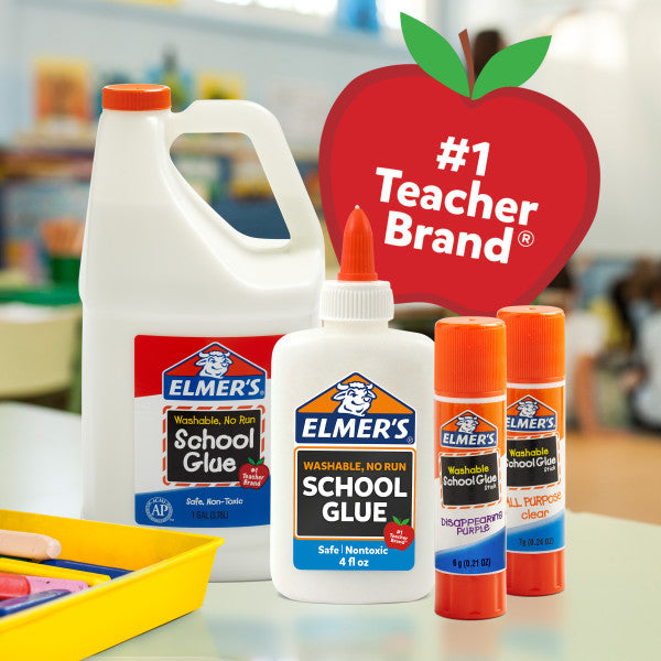 Elmer's School Glue Combo Pack: 1 Gallon Clear Glue & 1 Gallon White Glue Washable, Safe, and Non-Toxic for Classroom and Craft Use