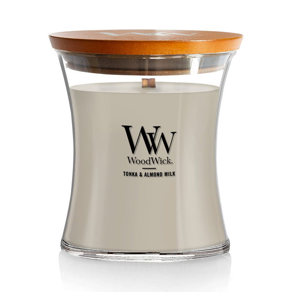 WoodWick Medium Hourglass Scented Candle, Crackles as it Burns, Tonka & Almond, 9.7oz