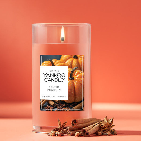 Yankee Candle Medium Pillar Scented Candle, Spiced Pumpkin, 14.25 oz, 2-Pack