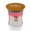 WoodWick Medium Shoreline Trilogy Hourglass Scented Candle, Crackles as it Burns, Melon Blossom | Coastal Sunset | Palo Santo, 9.7oz
