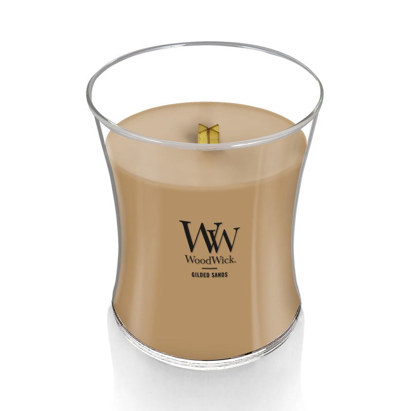 WoodWick Medium Hourglass Scented Candle, Crackles as it Burns, Gilded Sands, 9.7oz
