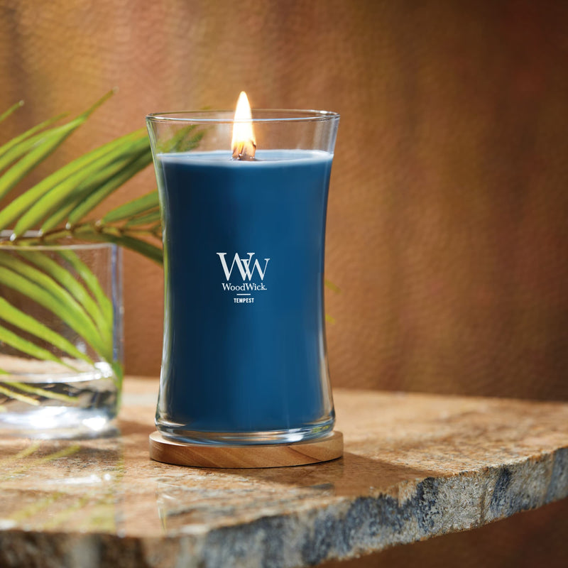 WoodWick Large Hourglass Scented Candle, Crackles as it Burns, Tempest, 21oz