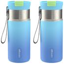 Contigo Kids DualSip Compact Leakproof Insulated Water Bottle with 2-Way Lid and Carry Strap, Glacial Blink, 16 Ounce (2 Pack)