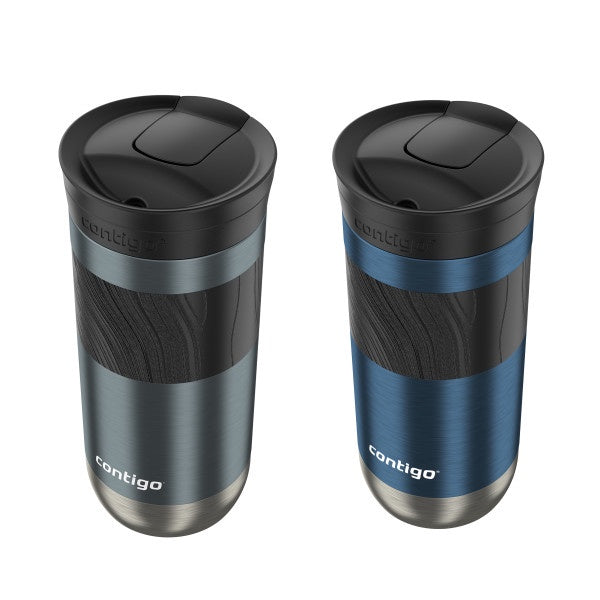 Contigo Byron 2.0 Stainless Steel Travel Mug with SNAPSEAL Lid & Grip, Blueberry & Macaroon, 16 oz, 2 CT