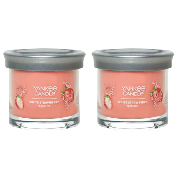 Yankee Candle Small Tumbler Scented Single Wick Jar Candle, White Strawberry Bellini, Over 20 Hours of Burn Time, 4.3 Ounce (Pack of 2)