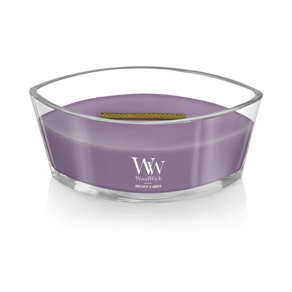 WoodWick Scented Ellipse Candle, Crackles as it Burns, Amethyst & Amber, 16oz