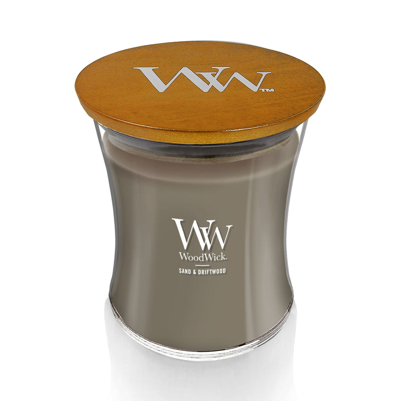 WoodWick Medium Hourglass Scented Candle, Crackles as it Burns, Sand & Driftwood, 9.7oz