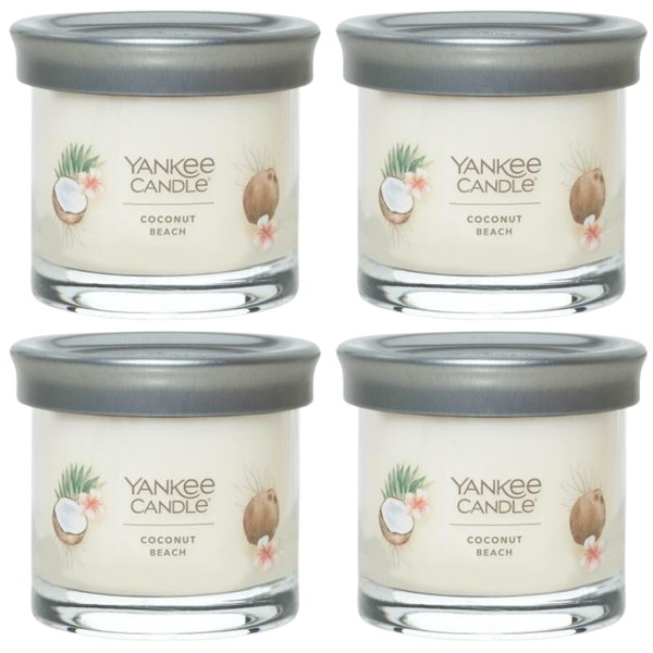 Yankee Candle Small Tumbler Scented Single Wick Jar Candle, Coconut Beach, Over 20 Hours of Burn Time, 4.3 Ounce (Pack of 4)