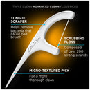 Dentek Floss Picks Triple Clean Advanced Clean Floss Picks, No Break & No Shred Floss, 20 ct