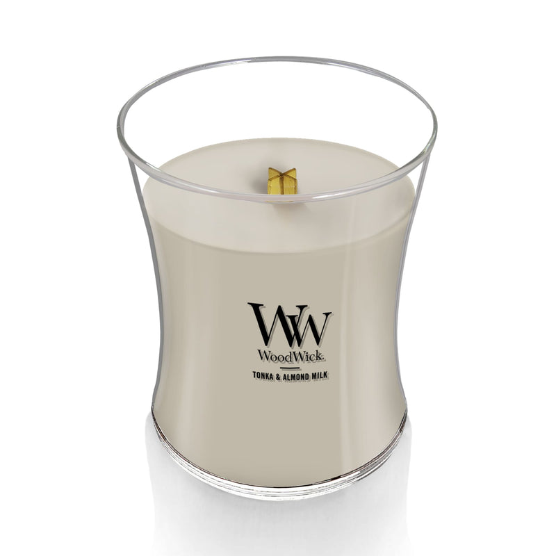WoodWick Medium Hourglass Scented Candle, Crackles as it Burns, Tonka & Almond, 9.7oz