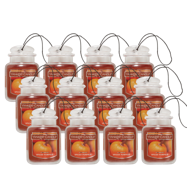 Yankee Candle Car Air Fresheners, Hanging Car Jar Ultimate, Neutralizes Odors Up To 30 Days, Spiced Pumpkin, 0.96 OZ (Pack of 12)