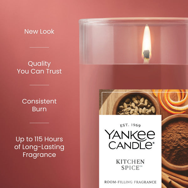 Yankee Candle Medium Pillar Scented Candle, Kitchen Spice, 14.25 oz (2-Pack)