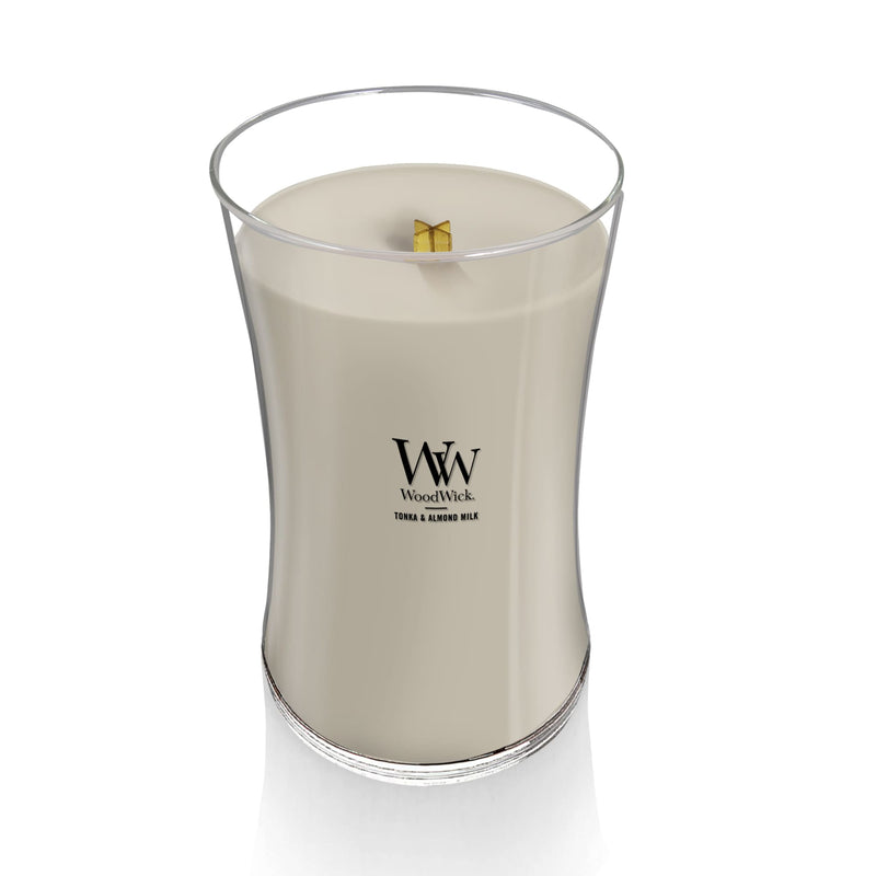 WoodWick Large Hourglass Scented Candle, Crackles as it Burns, Tonka & Almond, 21oz