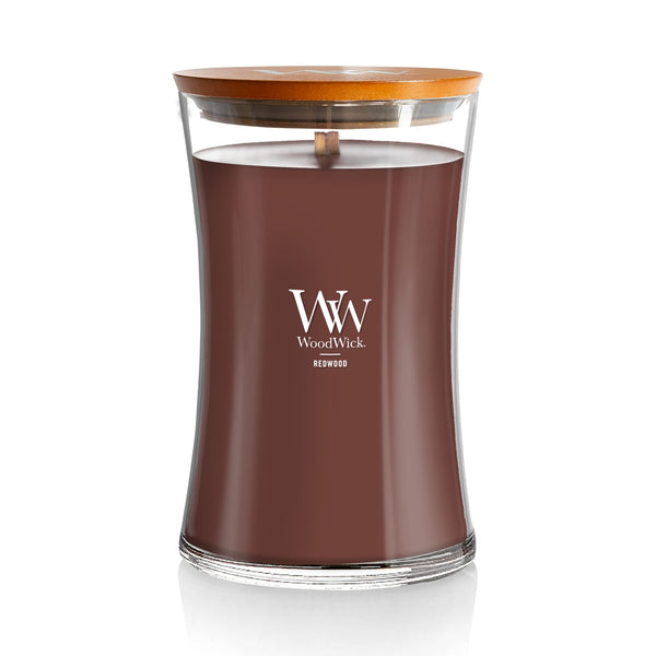 WoodWick Large Hourglass Scented Candle, Crackles as it Burns, Redwood, 21oz