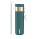 Contigo Snapseal Stainless Steel Leakproof Water Bottle with Carry Strap and Straw, Mineral Teal Champagne, 24 Ounce
