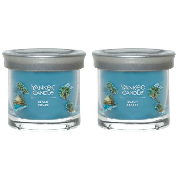 Yankee Candle Small Tumbler Scented Single Wick Jar Candle, Beach Escape, Over 20 Hours of Burn Time, 4.3 Ounce (Pack of 2)