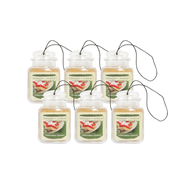 Yankee Candle Car Air Fresheners, Hanging Car Jar Ultimate, Neutralizes Odors Up To 30 Days, Christmas Cookie, 0.96 OZ (Pack of 6)