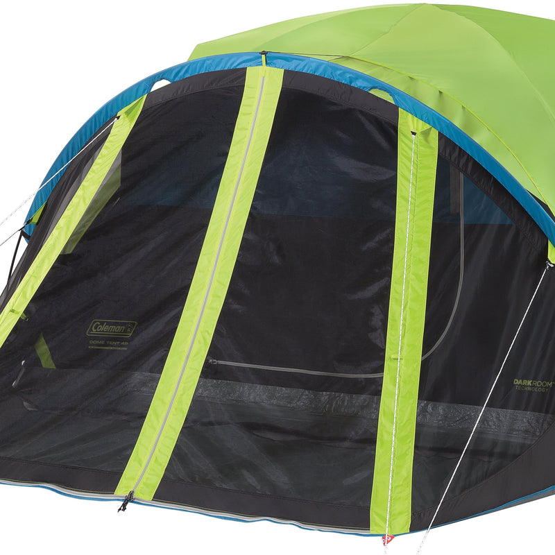 Coleman 4-Person Carlsbad Dark Room Dome Camping Tent with Screen Room, 2 Rooms, Green