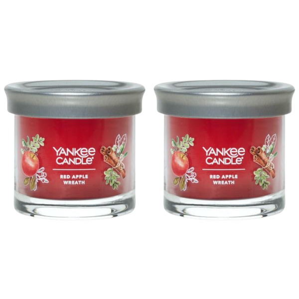 Yankee Candle Small Tumbler Scented Single Wick Jar Candle, Red Apple Wreath, Over 20 Hours of Burn Time, 4.3 Ounce (Pack of 2)