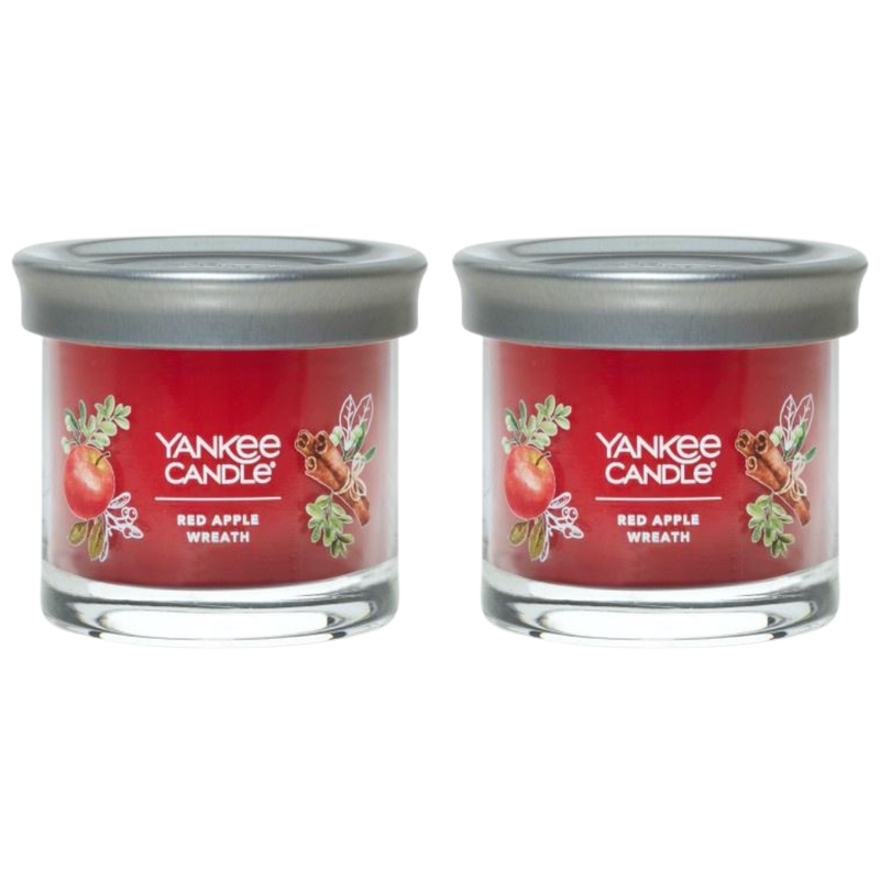 Yankee Candle Small Tumbler Scented Single Wick Jar Candle, Red Apple Wreath, Over 20 Hours of Burn Time, 4.3 Ounce (Pack of 2)